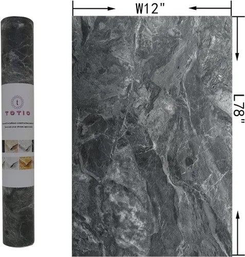 Vista 7 de TOTIO Papel de Contacto de Mármol Gris con Textura de Granito Gris Papel Tapiz Despegar y Pegar Papel de Contacto para Encimera Removible