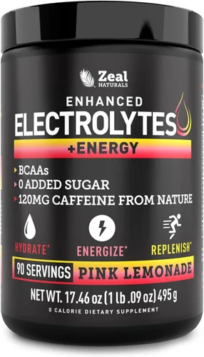 Vista 9 de Electrolitos en polvo con cafeína, mezcla de bebida de energía e hidratación cetogénica mejorada, polvo de electrolitos sin azúcar con BCAA