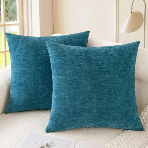 Vista 26 de CaliTime - Paquete de 2 fundas de almohada acogedoras para sofá, decoración del hogar, felpilla suave teñida sólida, 16 x 16 pulgadas, marrón Marrón