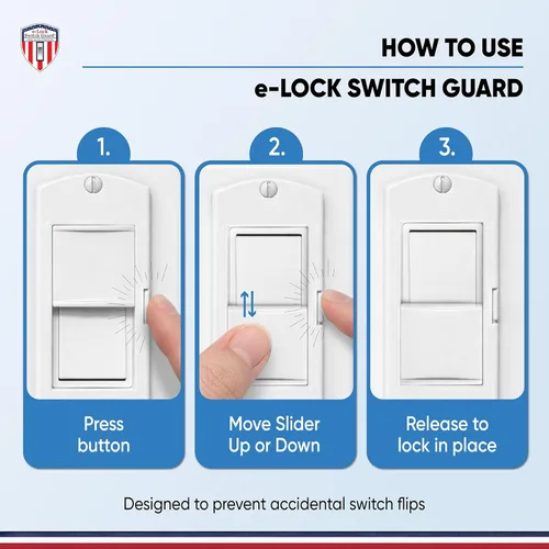 Vista 5 de eLock - Protector de interruptor para interruptores decorativos/basculantes, bloqueo de interruptor de luz a prueba de niños con botón