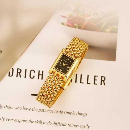 Vista 3 de MASTOP Gold Watches for Women Vintage Rectangle Quartz Watch 30M Waterproof Stainless Steel Bracelet Adjustable Ladies Wristwatch