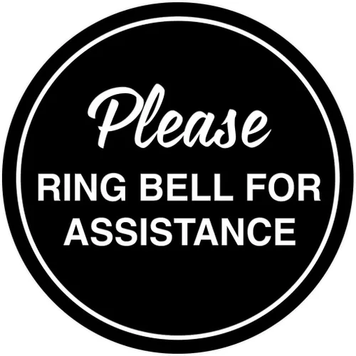 Vista 17 de Signs ByLITA Circle Please Ring Bell For Assistance - Letrero de pared o puerta Fácil instalación Letrero de recepción de recepción