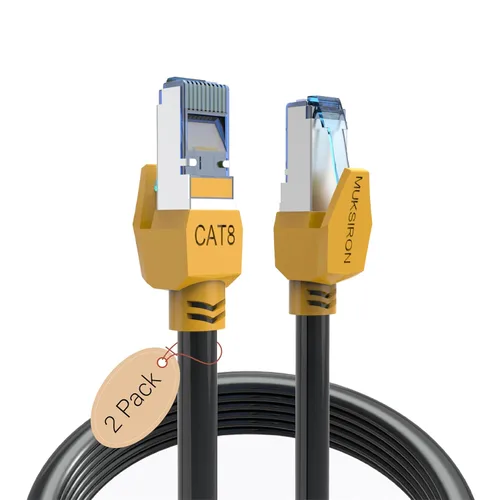 Vista 13 de Cable Ethernet MUKSIRON Cat 8 - 1.5 pies, cable de Internet blindado de alta resistencia con conector RJ45 para router