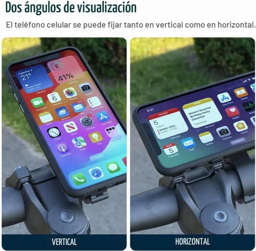 Vista 8 de Soporte de teléfono para bicicleta,Manillar de aluminio hacia fuera soporte