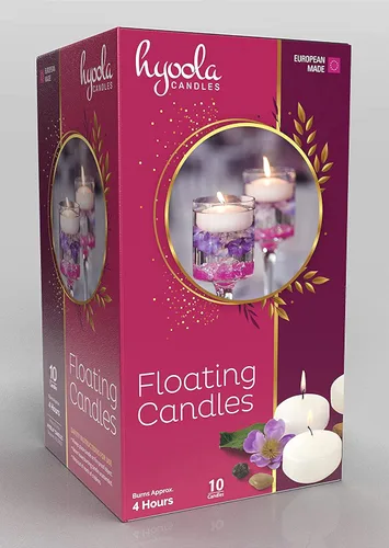 Vista 6 de Hyoola Velas flotantes plateadas metálicas de alta calidad de 2 pulgadas, 4 horas de tiempo de combustión, fabricadas en Europa, paquete de 10