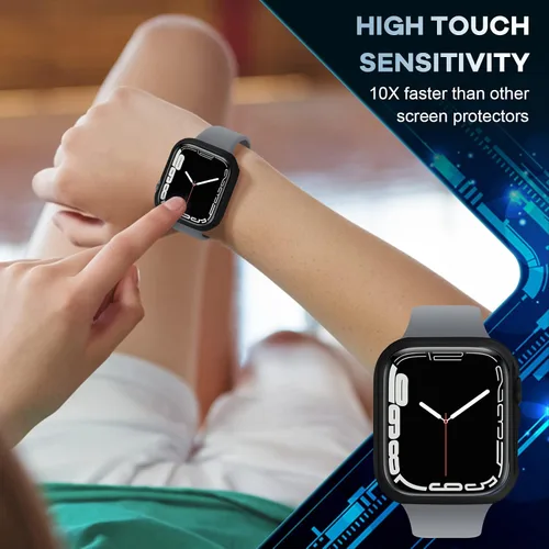 Vista 5 de ORIbox Funda rígida de policarbonato con protector de pantalla de vidrio templado compatible con Apple Watch Series 6, Apple Watch Series 5, Apple