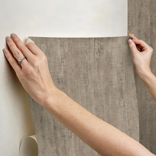 Vista 6 de RoomMates RMK12674PL Papel pintado de madera natural dimensional gris pardo