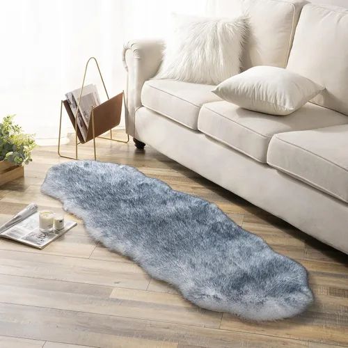 Vista 21 de Ashler HOME DECO Funda de piel sintética de zorro suave para silla, alfombra para dormitorio, suelo, sofá, sala de estar, color negro y blanco, 2 x