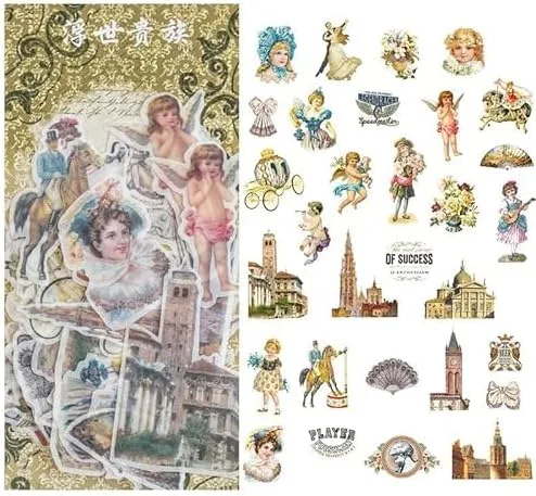 Vista 5 de Calcomanías para álbum de recortes, kit de papel estético para caballero, agenda, diario, diario, suministros decorativos, 40 unidades/paquete