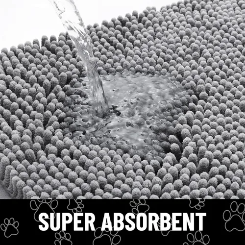 Vista 5 de Smiry Tapete para puerta de perro para patas fangosas, absorbente y Gris y negro