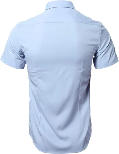 Vista 4 de FLY HAWK Mens Button Up Short Sleeve Shirt, Casual Button Down Collared Dress Shirts