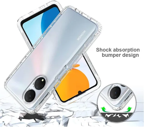 Vista 4 de Compatible con Honor X7, delgada TPU+PC híbrida a prueba de golpes transparente cubierta trasera cubierta de cuerpo completo transparente delgada