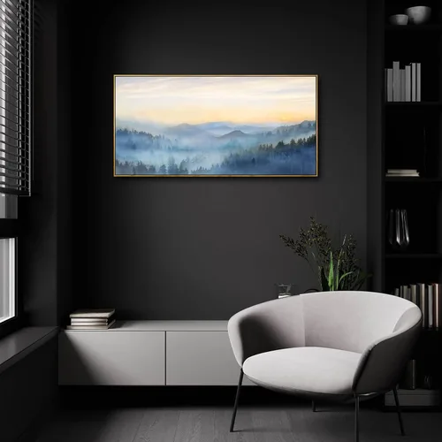 Vista 7 de YJYart Arte de pared de árbol para sala de estar, bosque y naturaleza, pintura de 20 x 40 pulgadas, enmarcado, paisaje, impresión en lienzo