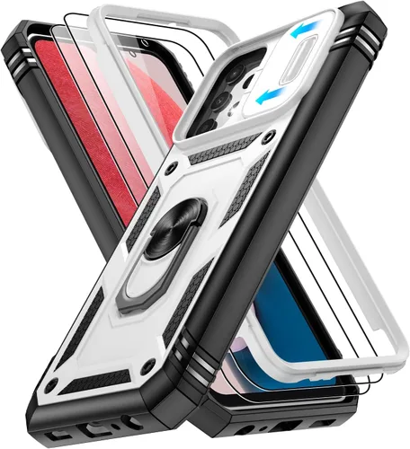 Vista 142 de Gritup Funda para Google Pixel 6 con cubierta deslizante para cámara y protector de pantalla (2 unidades), soporte de anillo giratorio 360°, funda