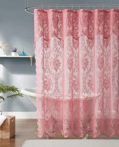 Vista 10 de Warm Home Designs Cortina de ducha negra con cenefa. LA Black 36 Negro