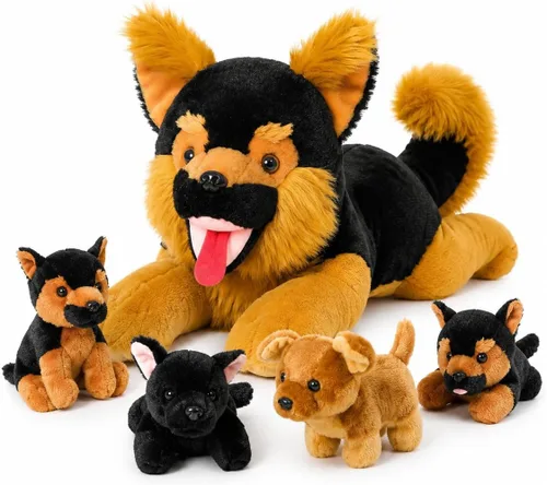 Vista 19 de MaoGoLan 4 animales de peluche de castor con tres bebés en el interior, regalo de felpa de castor gigante esponjoso de 17.7 pulgadas, divertidos
