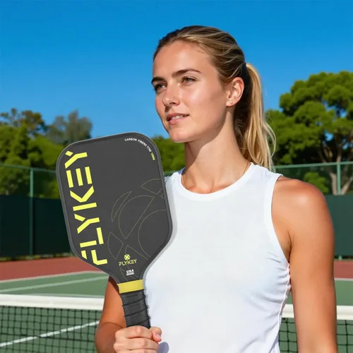 Vista 5 de FLYKEY Pickleball Paddles, T700 Carbon Fiber Pickleball Paddle with a 16mm Shark Power Polymer Core, USAPA Approved Pickle Ball Paddle, Strong Spin
