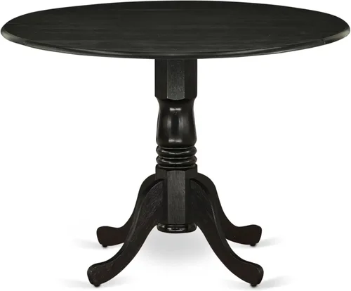 Vista 3 de East West Furniture DLLA3-ABK-47 - Juego de mesa de comedor de 3 piezas que contiene una mesa de cocina redonda con gotas y 2 sillas de comedor