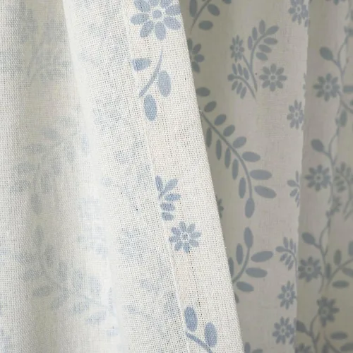 Vista 5 de Lush Decor Doreen Delicadas cortinas florales para ventana, par de paneles de 52" de ancho x 84" de largo, azul - cortinas florales para sala