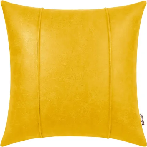 Vista 14 de BRAWARM Funda de almohada de piel sintética de 16 x 16 pulgadas, color Negro