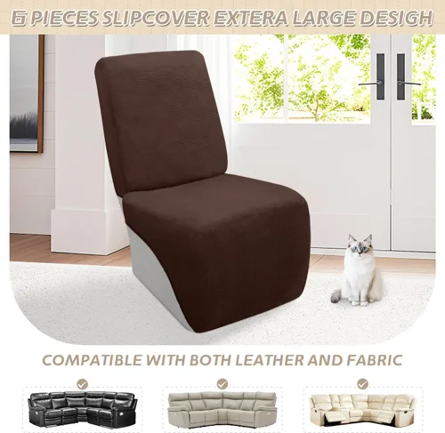 Vista 416 de Arfntevss Fundas de sofá seccional reclinable de terciopelo, Funda de sofá seccional de esquina para sofá reclinable, Funda elástica suave