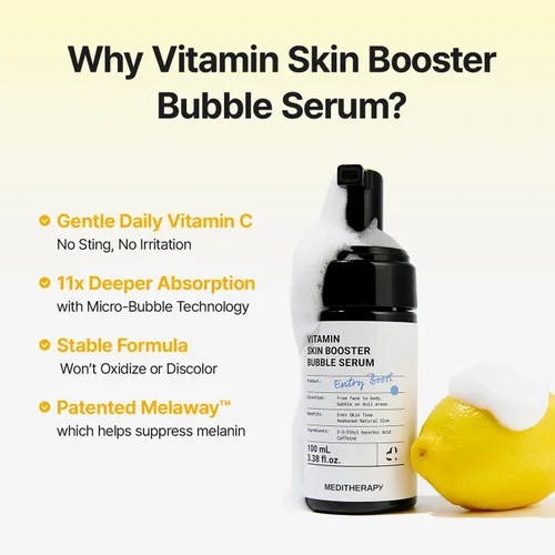 Vista 6 de MEDITHERAPY Suero de vitamina C para la cara, fórmula de microburbujas para absorción instantánea, brillo visiblemente radiante, vitamina C