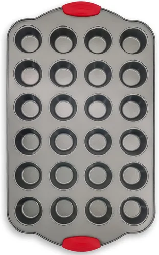 Vista 8 de Boxiki Kitchen Molde de acero antiadherente para magdalenas de 6 tazas con asas de silicona y forros reutilizables, perfecto para hornear magdalenas