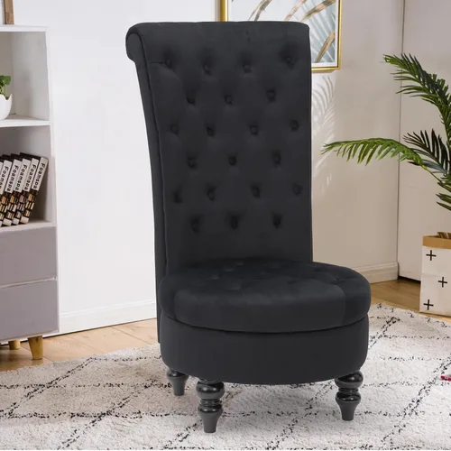 Vista 8 de AVAWING - Silla decorativa de terciopelo con respaldo alto de 46 pulgadas, color negro