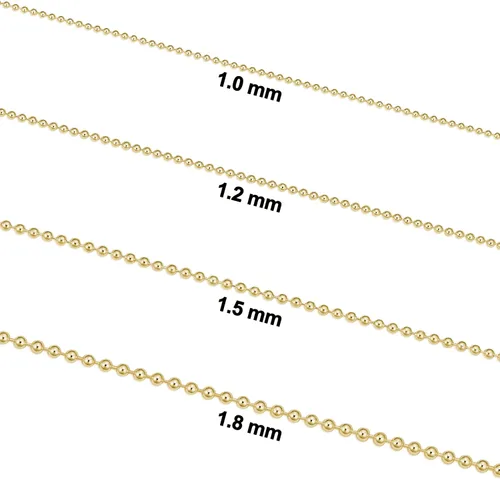 Vista 2 de Kooljewelry Gold Plated Sterling Silver Bead Ball Chain Necklace for Women