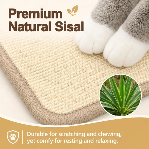 Vista 4 de Almohadilla para rascar de conejo, tapete rascador de sisal natural de conejo, juguete multifuncional para masticar y almohadilla para el cuidado