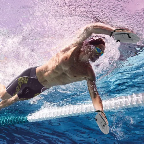 Vista 6 de Raquetas de natación de contorno de mano, paletas de entrenamiento de natación con correas ajustables, paletas de mano de natación para mujeres