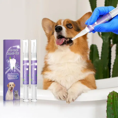 Vista 6 de Cepillo de dientes para mascotas, limpiador de dientes y aliento más fresco, gel de reparación oral para mascotas, gel de blanqueamiento