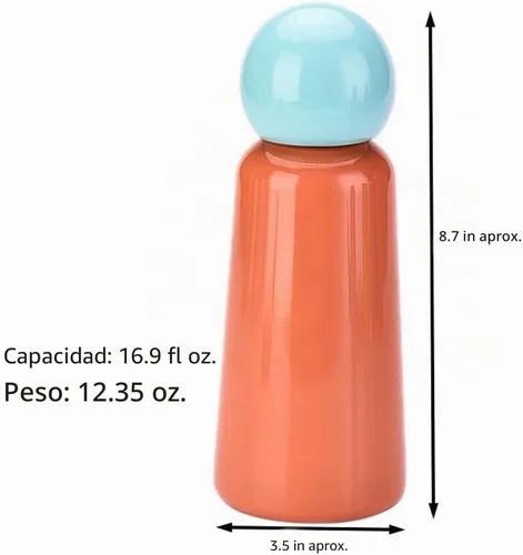 Vista 2 de Botella de agua de acero inoxidable de 17 onzas de aproximadamente 16.9 fl oz, botella de agua aislada al vacío, botella de agua de metal para Azul