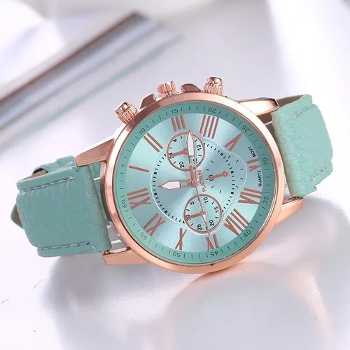 Vista 2 de Reloj de pulsera de cuarzo de cuero con diamantes de imitación para mujer