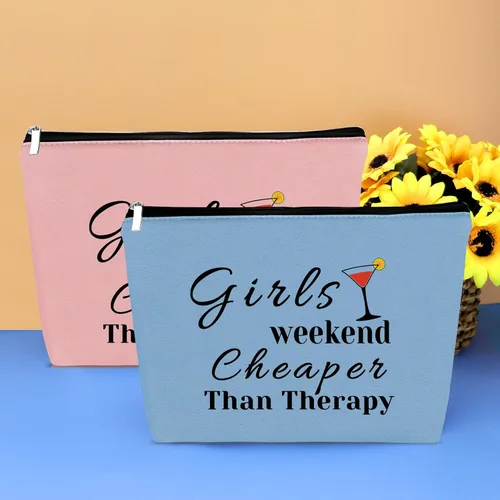 Vista 7 de Mikela Bolsa de cosméticos de regalo de fin de semana para, Azul+Rosa+Beige, S, Color sólido