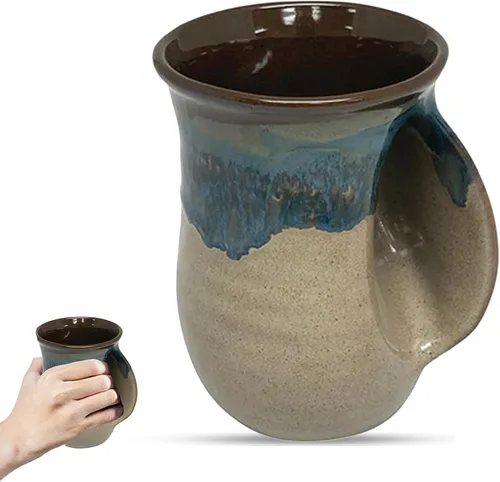 Vista 32 de Clay in Motion - Taza calentadora de manos para diestros, diseño Ocean Tide Marea del Océano