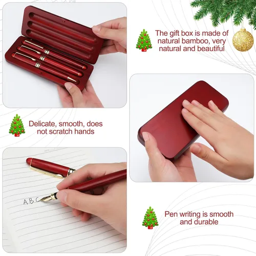 Vista 5 de Eaasty Juego de 16 bolígrafos de madera de regalo, incluye bolígrafo de tinta de gel, caja de madera y 12 recambios para maestros y padres, regalos