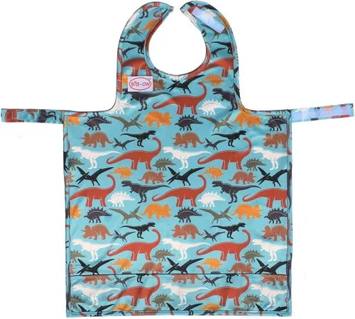 Vista 13 de BIB-ON, Combinación de babero y delantal de cobertura completa para bebés, bebés y niños pequeños de 0 a 4 años. Cuadros azules
