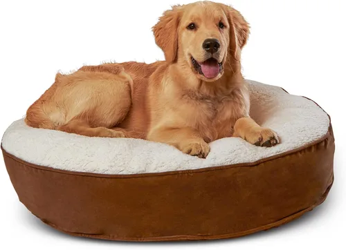 Vista 10 de South Pine Porch Samson - Cama redonda de lujo para perro, estilo almohada, acero azul, pequeña (30 pulgadas)