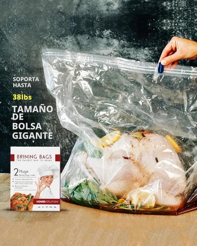 Vista 2 de Juego de 2 bolsas de salmuera de pavo, extra grandes, resistentes, pueden 2 bolsas de salmuera resistentes (25.5 x 21.5 pulgadas), parte inferior