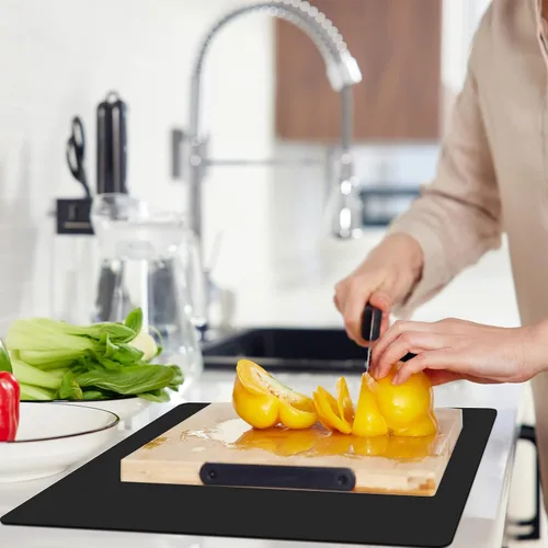 Vista 3 de emolife Alfombrilla resistente al calor para freidora de aire, alfombrillas de silicona gruesas para encimera de cocina, protector de encimera Negro