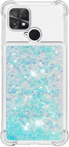 Vista 103 de Funda de silicona transparente con purpurina para Xiaomi Redmi A1 Bling Liquid Clear Star Heart Silicone Bumper a prueba de golpes, funda Azul
