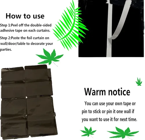 Vista 3 de Prudance - Juego de 2 cortinas cuadradas de oropel con flecos negros para fiestas, cortinas de lentejuelas cuadradas para fondo de foto, accesorios