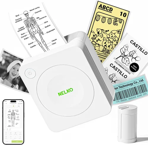 Vista 12 de Nelko Impresora de calcomanías, PM230 Print Pod Mini Bluetooth Portabel Sticker Maker con 1 rollo de papel, cápsulas de impresión con múltiples