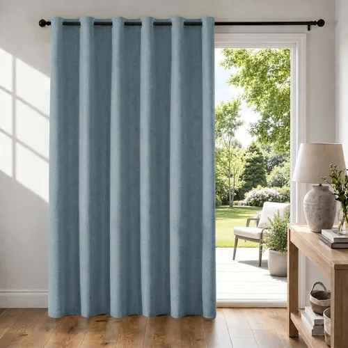 Vista 63 de Cortinas 100% opacas para dormitorio, cortinas opacas de 63 pulgadas de largo, cortinas opacas de lino para sala de estar, cortinas con ojales