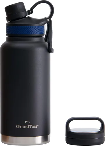 Vista 11 de GrandTies Botellas de agua deportivas de acero inoxidable con 2 tapas – Boca ancha aislada al vacío reutilizable a prueba de fugas sin BPA, Cantín