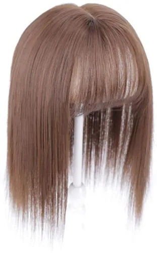 Vista 6 de Extensiones de cabello con clip con flequillo, invisible, natural, corona, extensiones para el cabello para mujeres, con cabello gris o delgado, 10