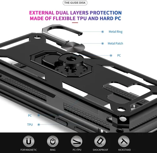 Vista 5 de LeYi Funda para Samsung Galaxy Note 9 con protector de pantalla curvado 3D, grado militar, a prueba de golpes, con soporte de anillo y soporte