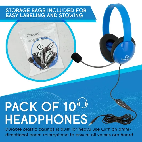 Vista 3 de Auriculares para niños resistentes listos para móviles con micrófono y cable sin enredos