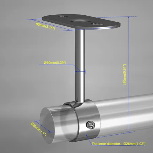 Vista 2 de Soportes de montaje en techo para barra de cortina de acero inoxidable, diámetro de varilla de 0.984 in/1 pulgada, acabado cromado pulido, plata, 2